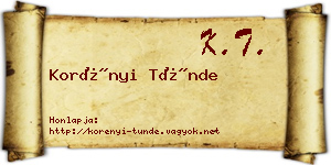 Korényi Tünde névjegykártya